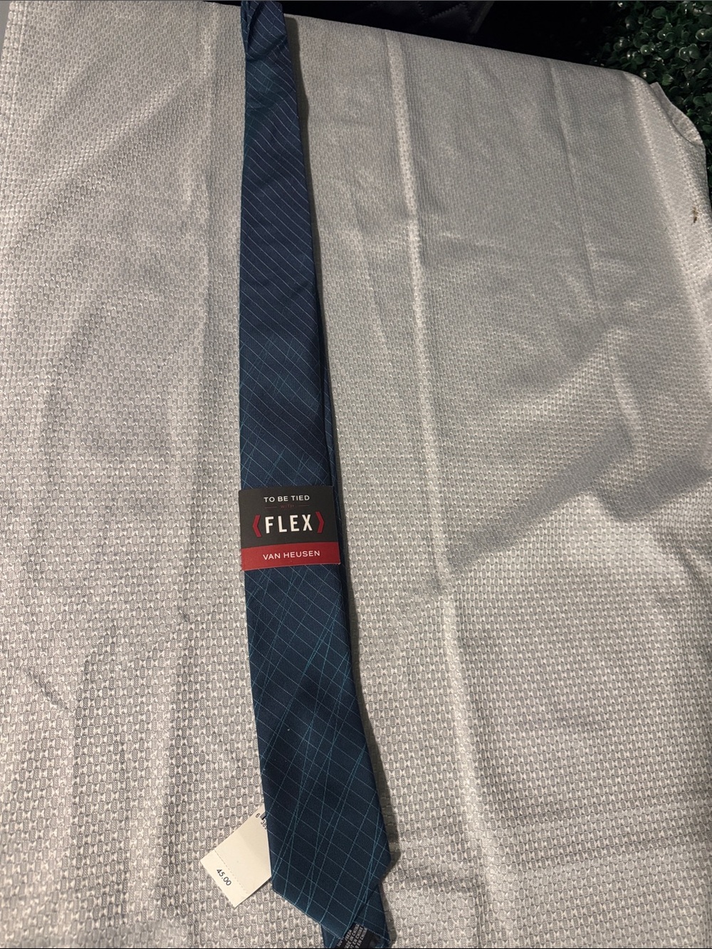 Van Heusen Navy Blue Plaid Flex Tie